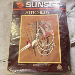 Vintage 1982‎ Sunset Stitchery Western Life Dan Trotter Fits Frame 16"x20" Wool